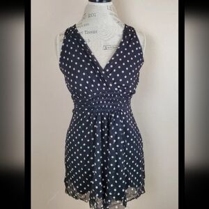 INC International Concepts Black and White Polka Dot Halter Top Size M